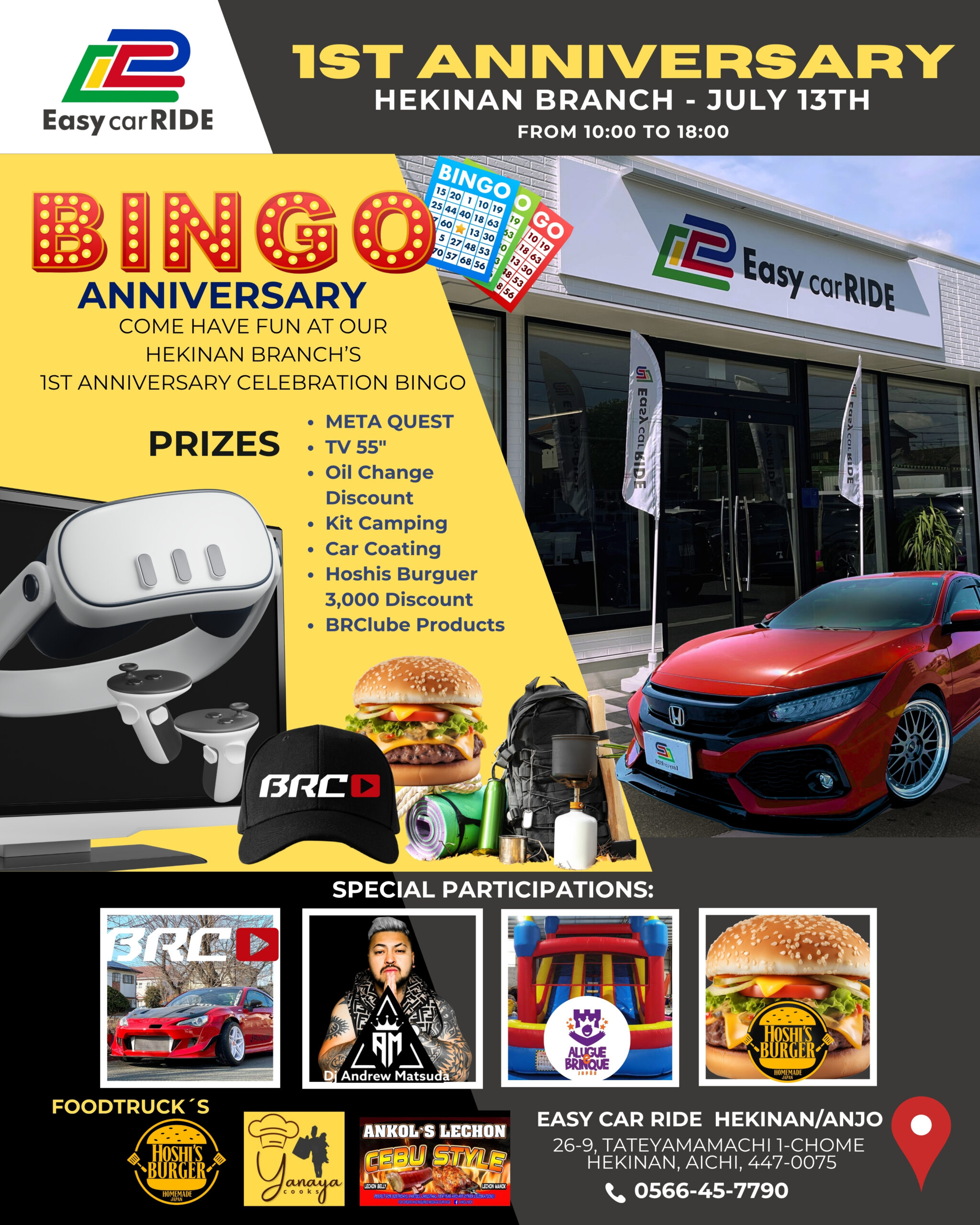 Easy car RIDE Hekinan Celebrates 1st Anniversary with a Special Event Full of Attractions and Prizes